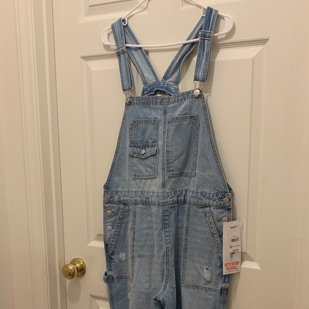 Celebrity Pink Light Blue Boyfriend Overalls